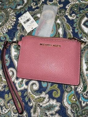 Michael Kors Pink Pebbled Leather Wristlet Card Holder